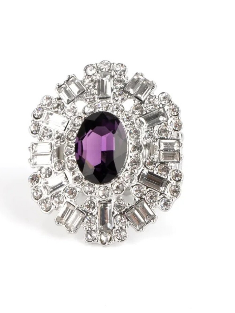 Iceberg Ahead  Ring & Deep Purple Center and Clear Accents